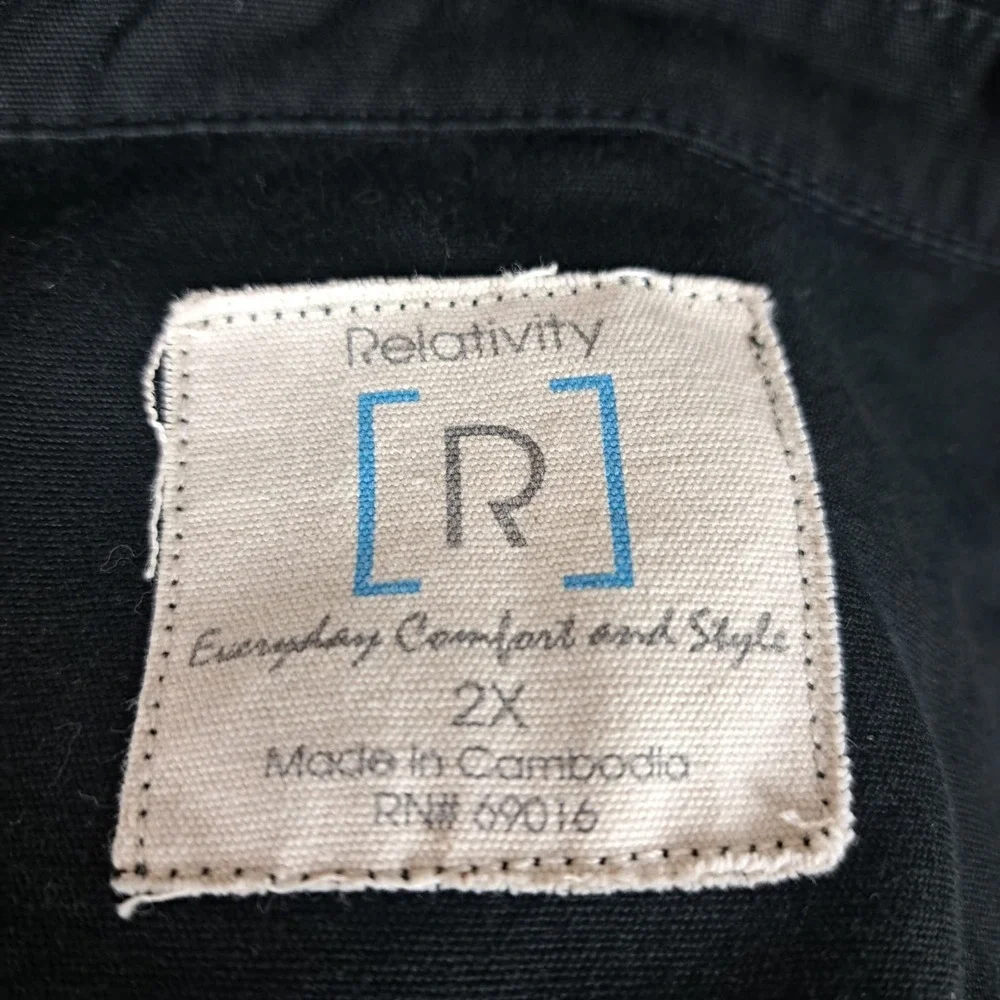 Relativity Women's Cotton‎ Blend Trench Coat Jacket Black Size 2X Button